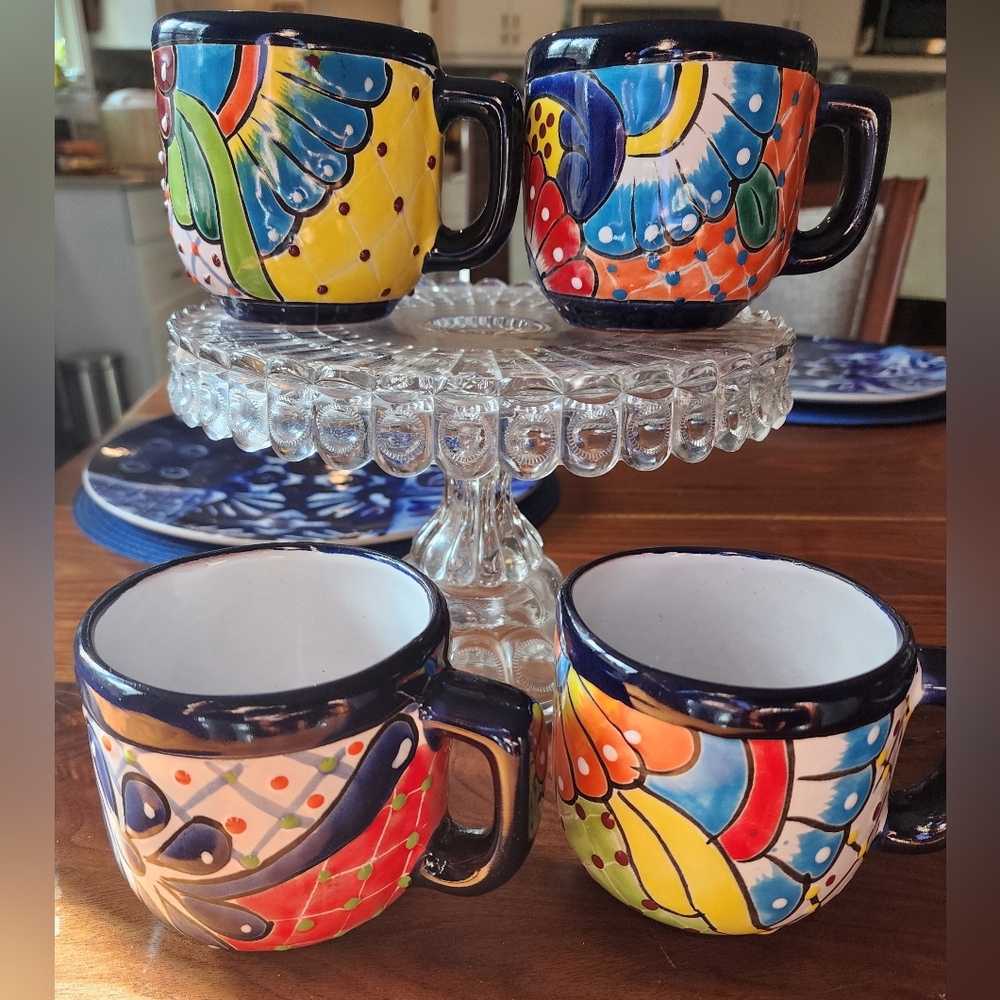 Talavera handmade soup mugs - set of 4. Holds about 15 ounces each. Hand painted